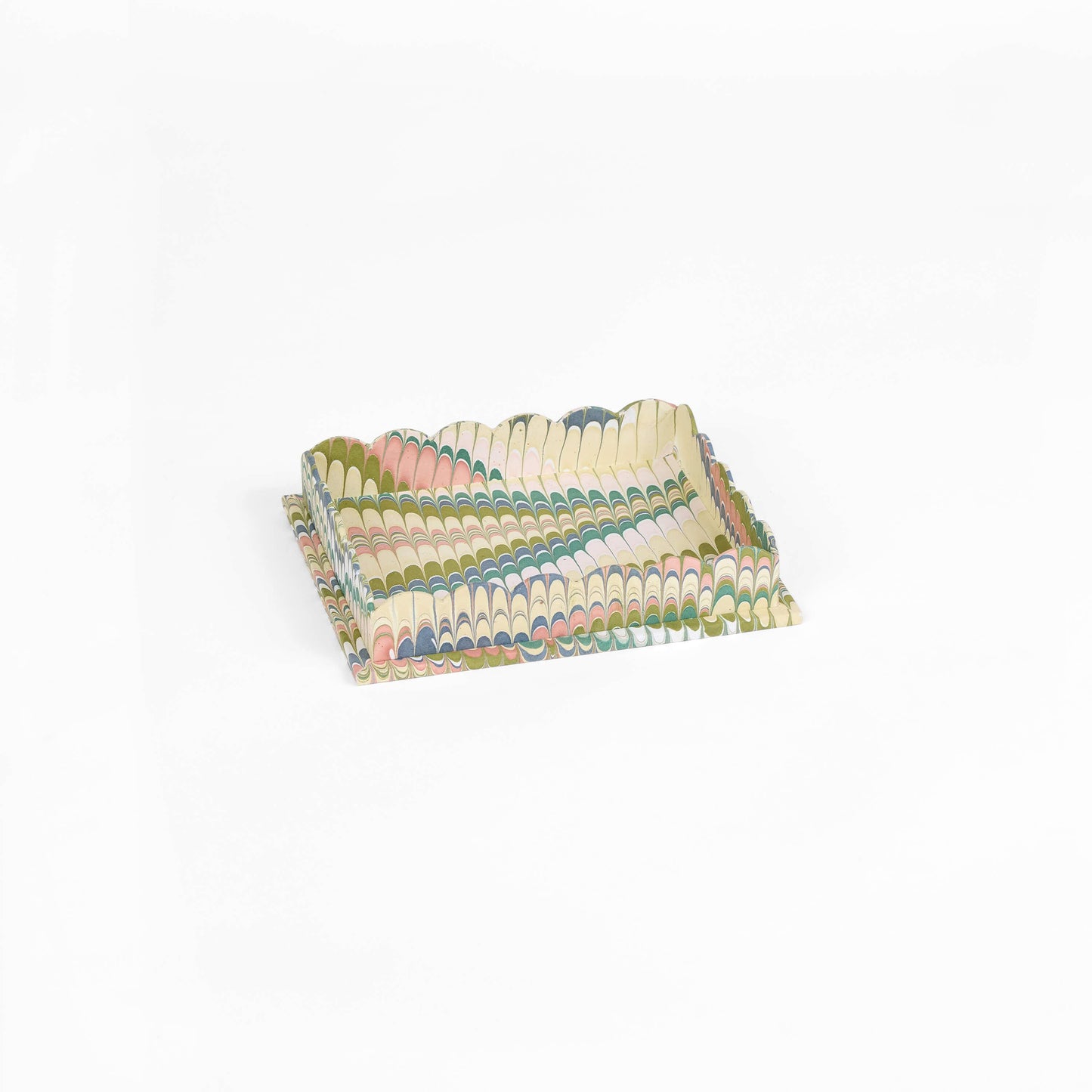 Marbled Scallop Desk Tray Set - Leafy Green