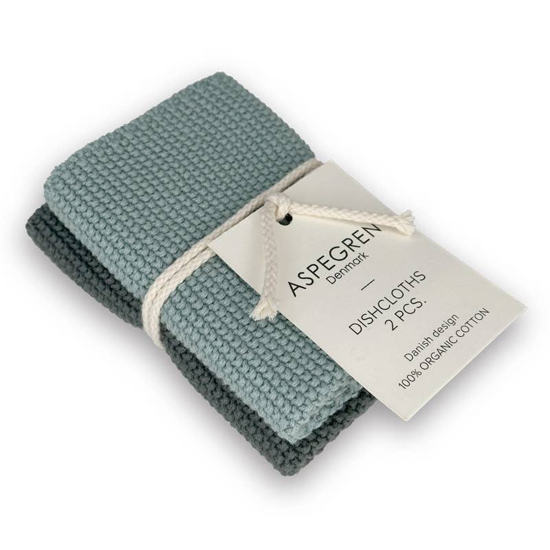 Dishcloths - Organic Cotton - Set of 2 - Knitted - Pine