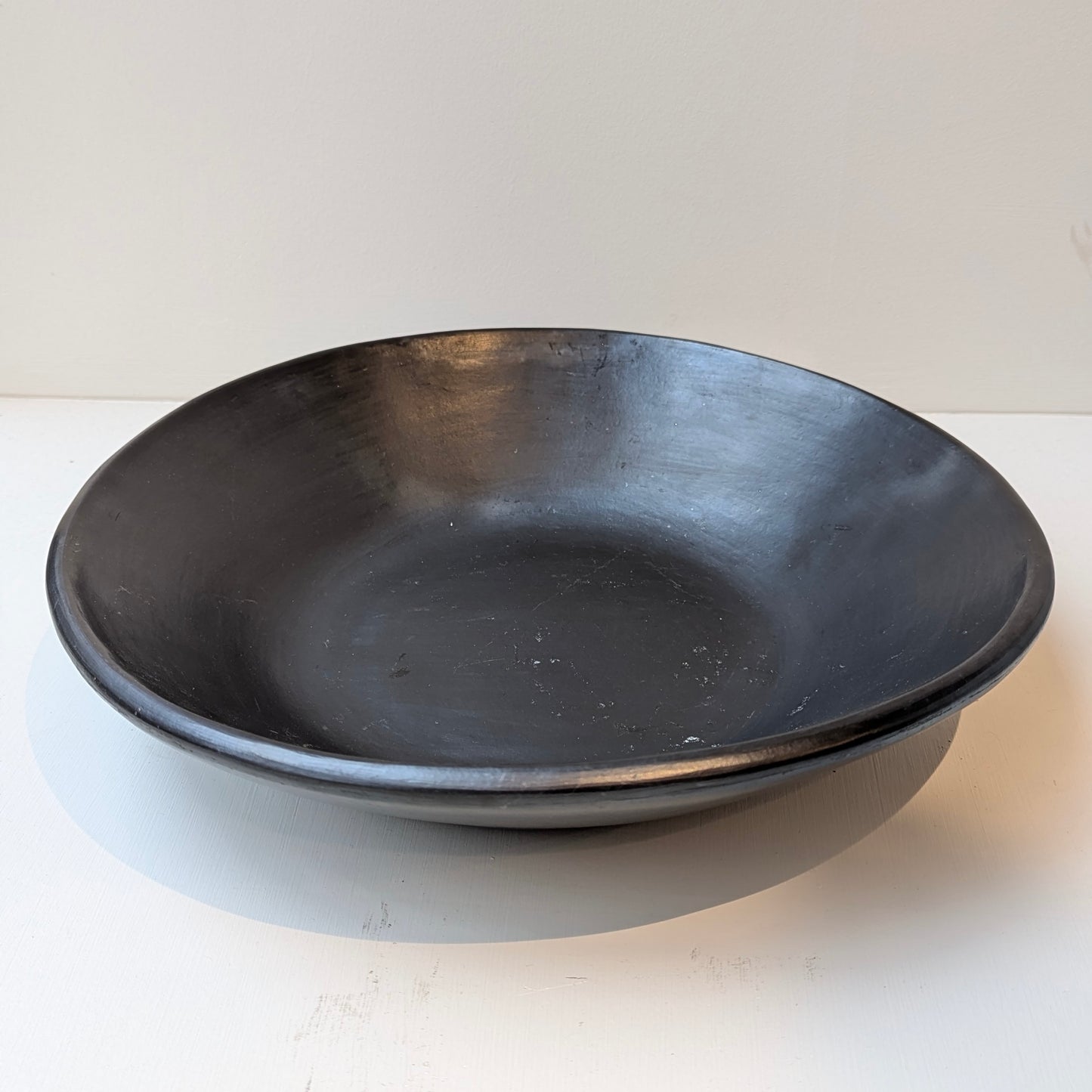 Black Pottery Flat Bowl - Large