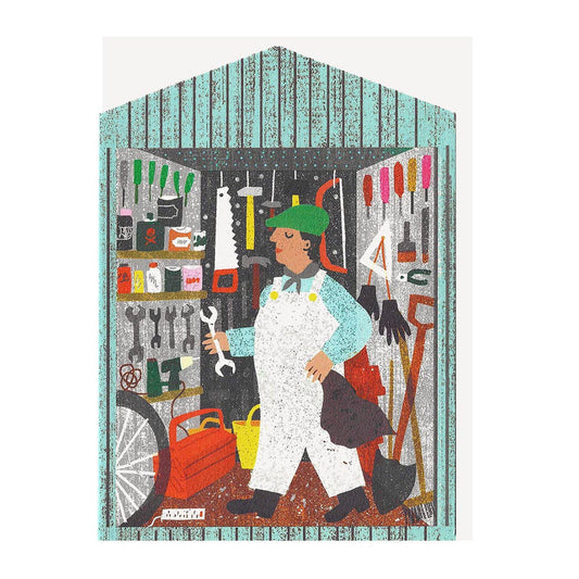 Guy in Shed - Greeting Card