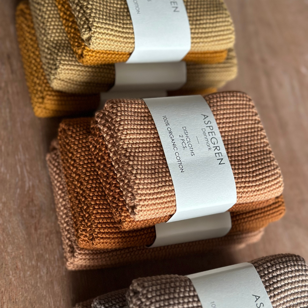 Dishcloths - Organic Cotton - Set of 2 - Knitted - Pumpkin