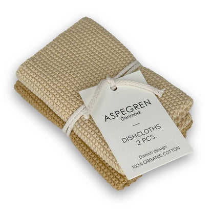 Dishcloths - Organic Cotton - Set of 2 -Knitted Golden Straw