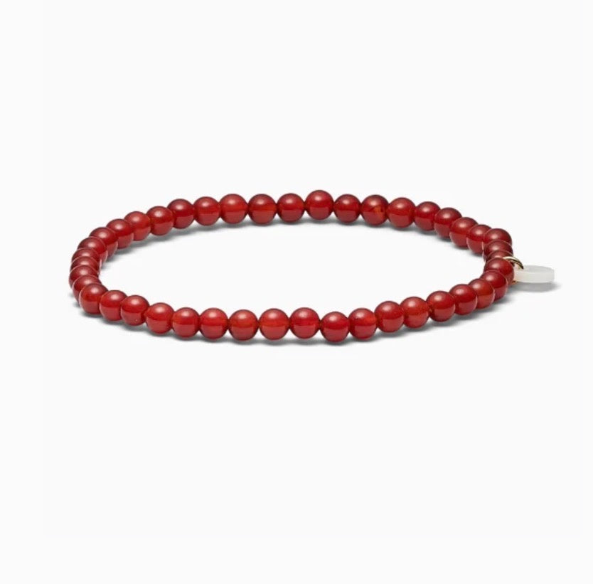 Petite Beaded Bracelet - Red Jade