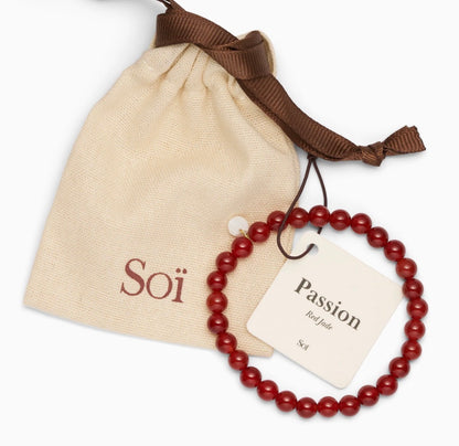 Medium Beaded Bracelet - Red Jade
