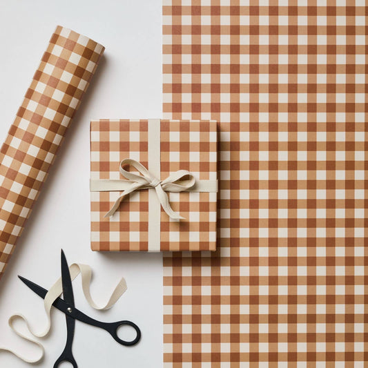 Cinnamon Gingham - Wrapping Paper