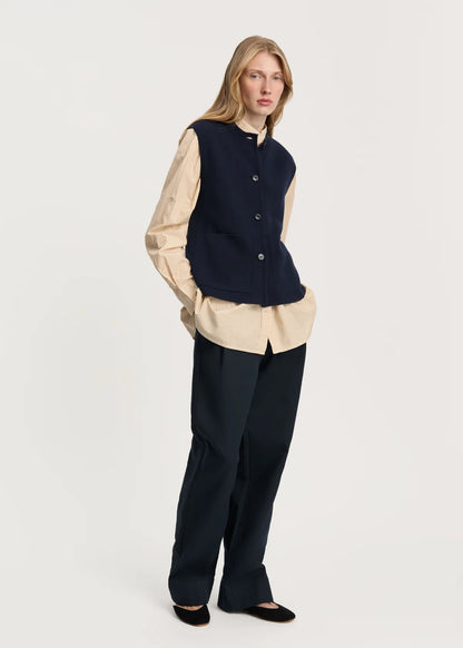 Elva Gilet- 100% Merino Wool / Navy