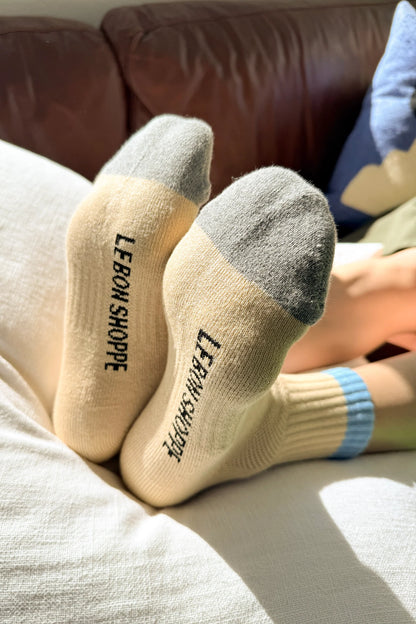 Girlfriend Ankle Sock - Butter Yellow / Blue