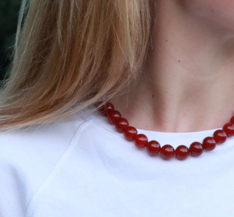 Beaded Necklace - Faro Red Jade