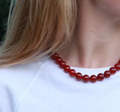 Beaded Necklace - Faro Red Jade