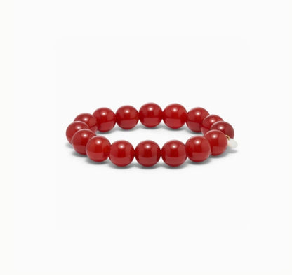Chunky Beaded Bracelet - Red Jade