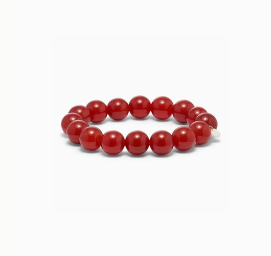 Chunky Beaded Bracelet - Red Jade
