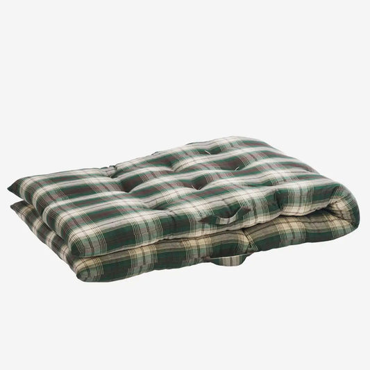 Checkered Cotton Mattress - Green, Off White, Brown