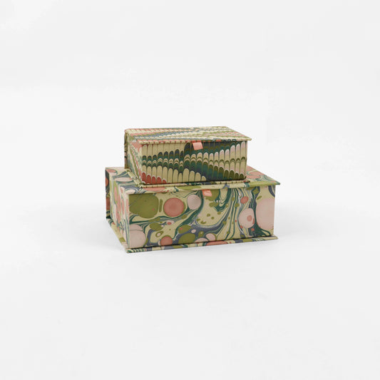 Marbled Keepsake Box Set - Leafy Green