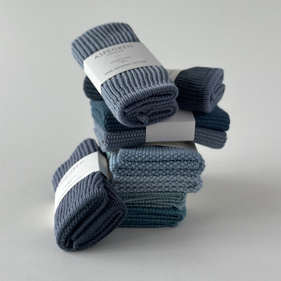 Dishcloths - Organic Cotton - Set of 2 - Knitted - Blue