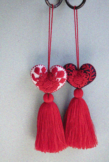 Embroidered Mexican Heart Tassel