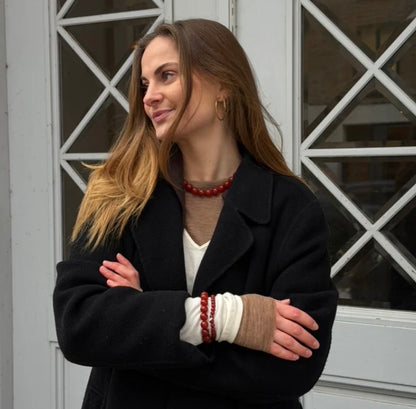 Medium Beaded Bracelet - Red Jade