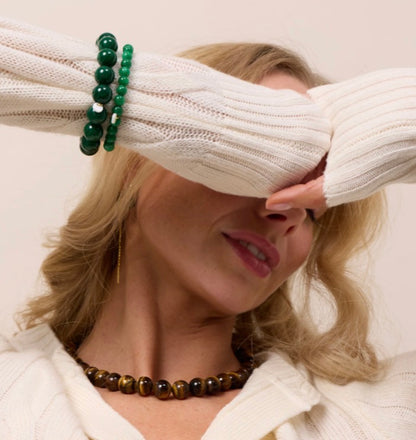 Chunky Beaded Bracelet - Green Jade