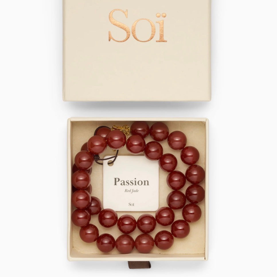 Beaded Necklace - Faro Red Jade