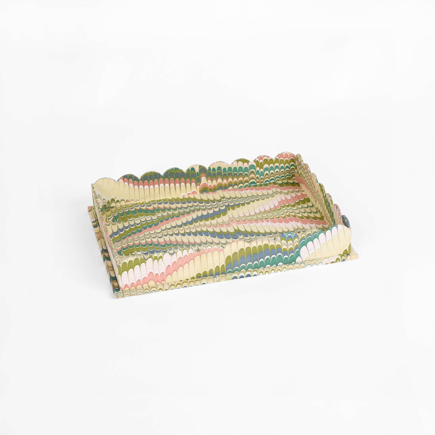 Marbled Scallop Desk Tray Set - Leafy Green