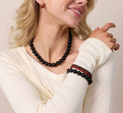 Beaded Necklace - Faro Black Onyx