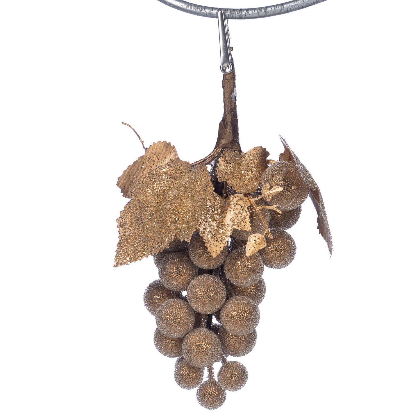 Grape Bunch Decoration with Clip - Gold 23cm