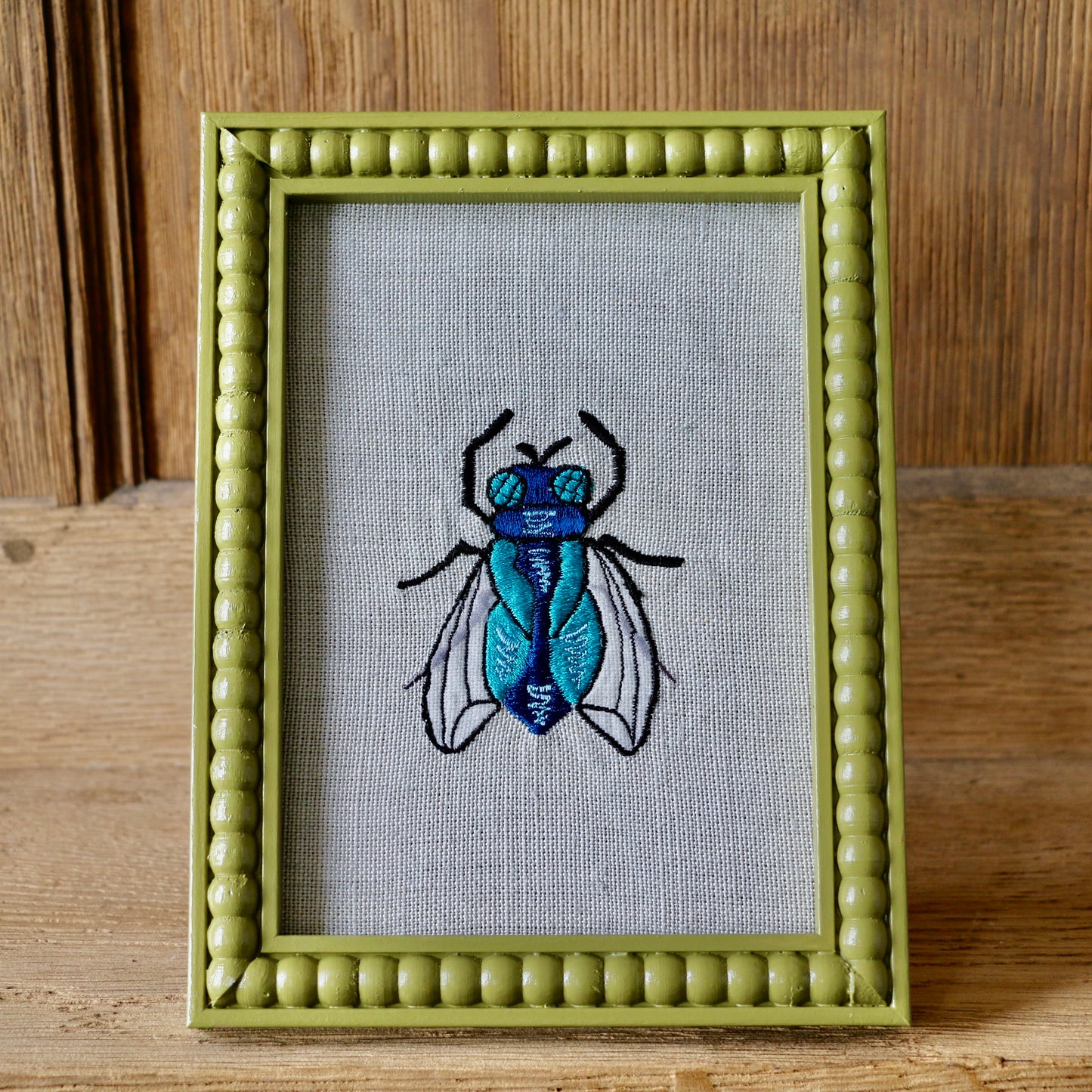 'Fly'  Framed Embroidery by Edith Cartoonist x Hannah Cummings