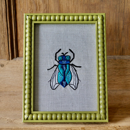 'Fly'  Framed Embroidery by Edith Cartoonist x Hannah Cummings