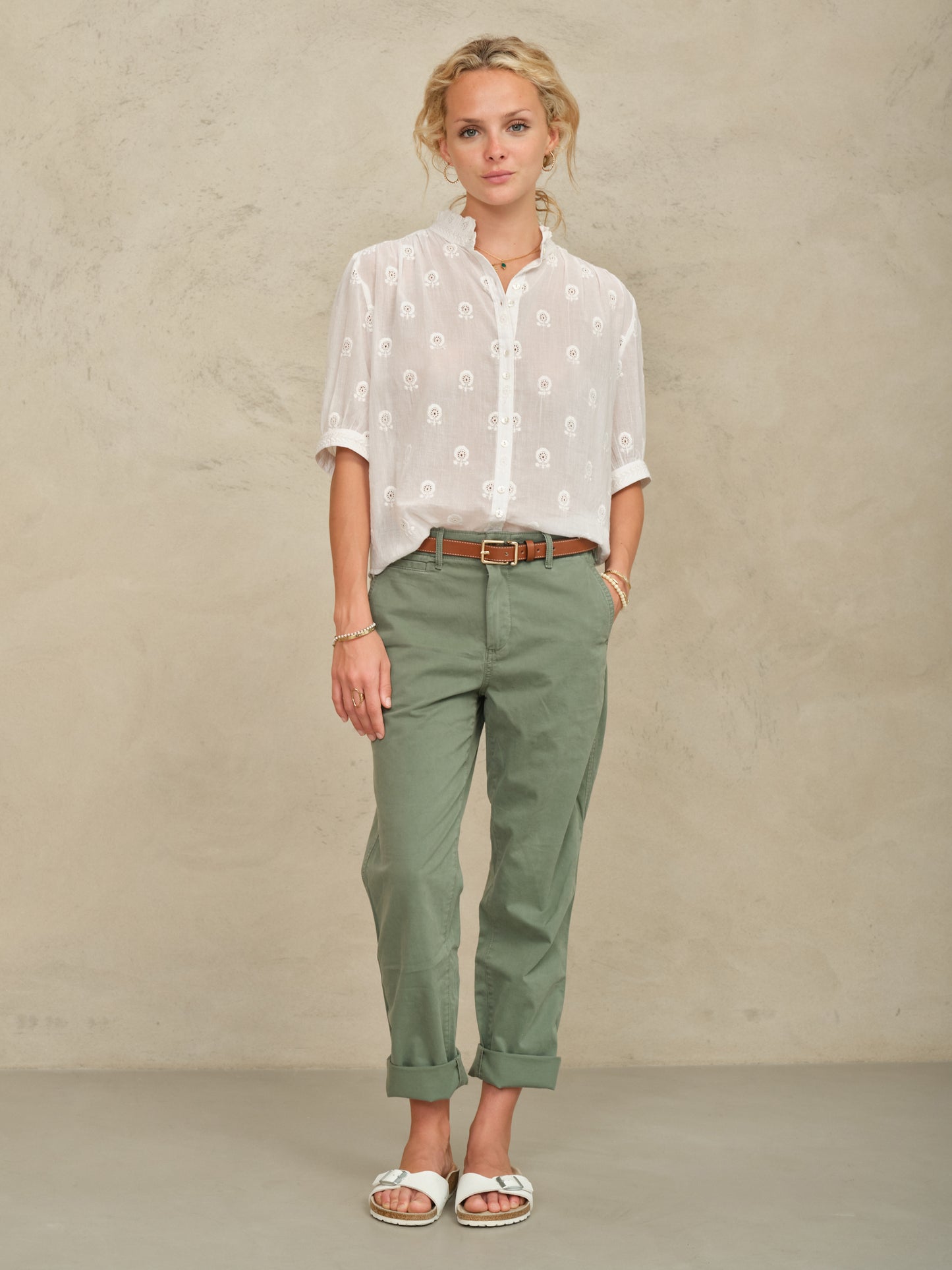 Frannie Embroidered Short Sleeve - White