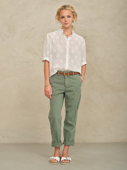 Frannie Embroidered Short Sleeve - White