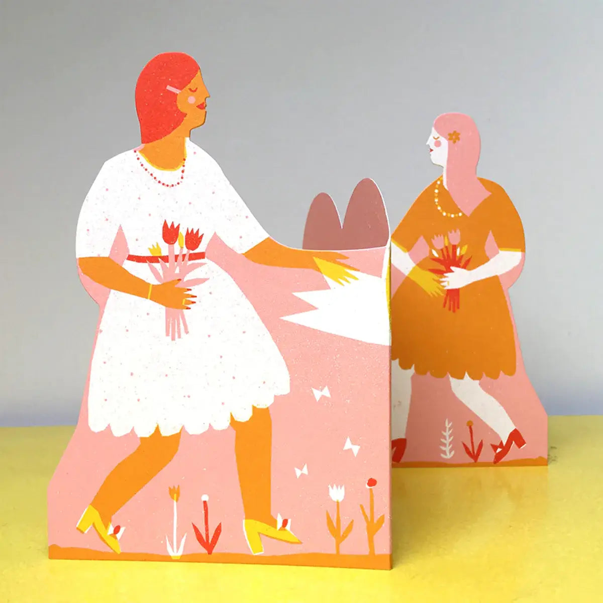 Two Girls Concertina Heart - Greeting Card
