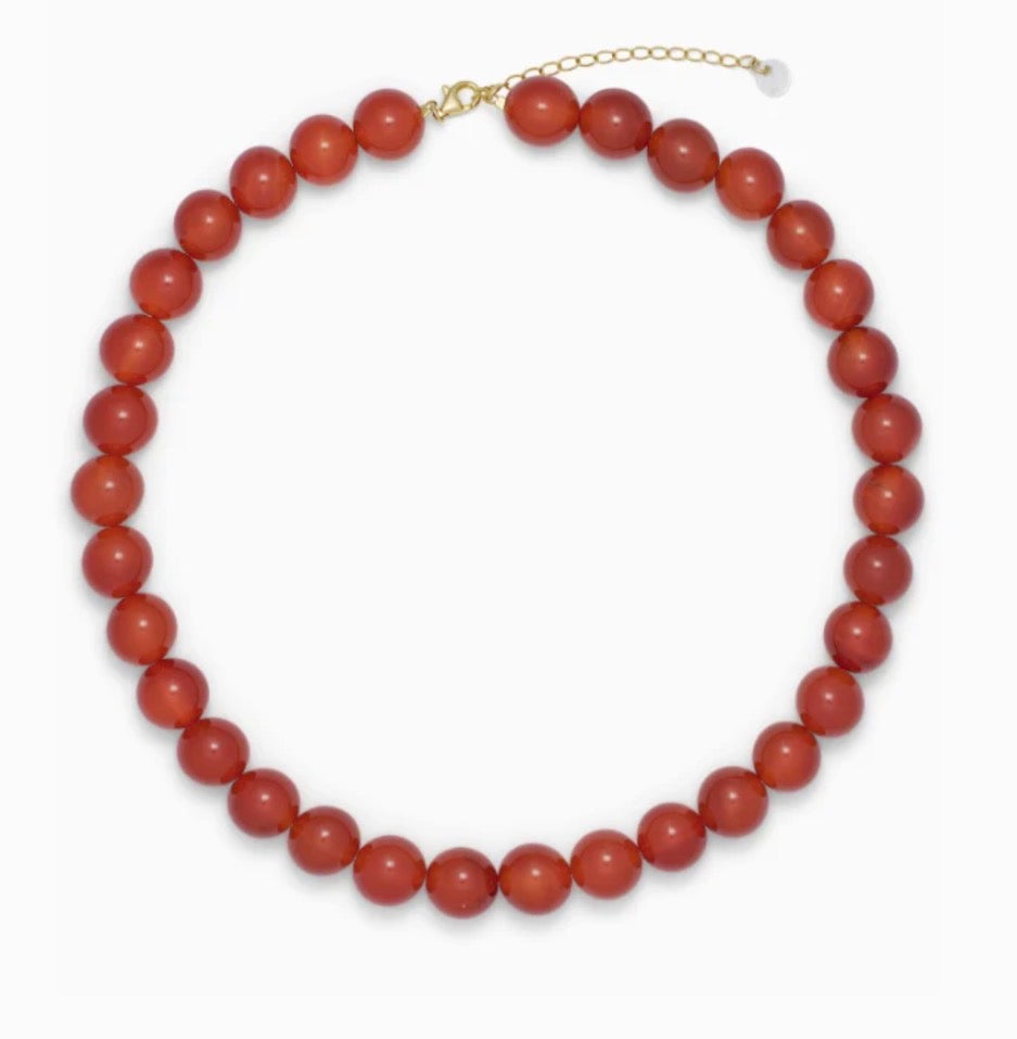 Beaded Necklace - Faro Red Jade