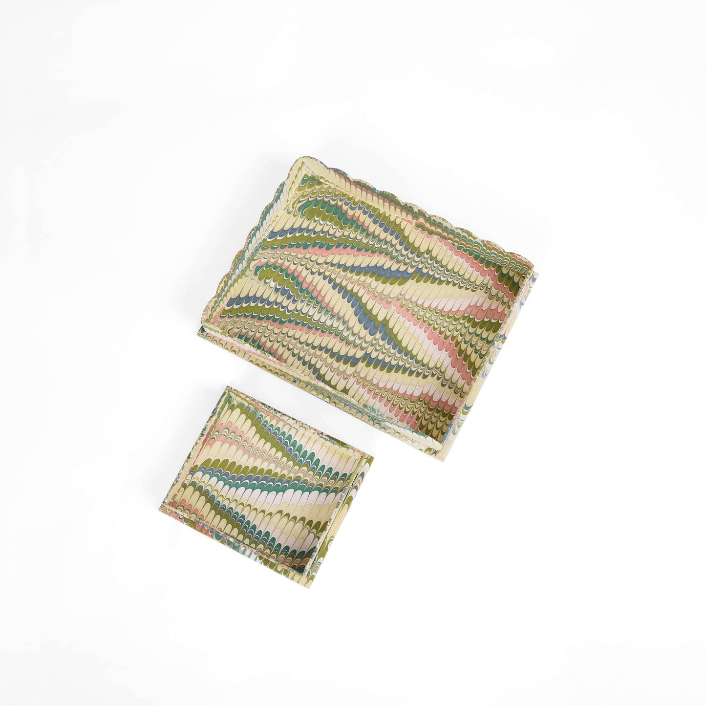 Marbled Scallop Desk Tray Set - Leafy Green