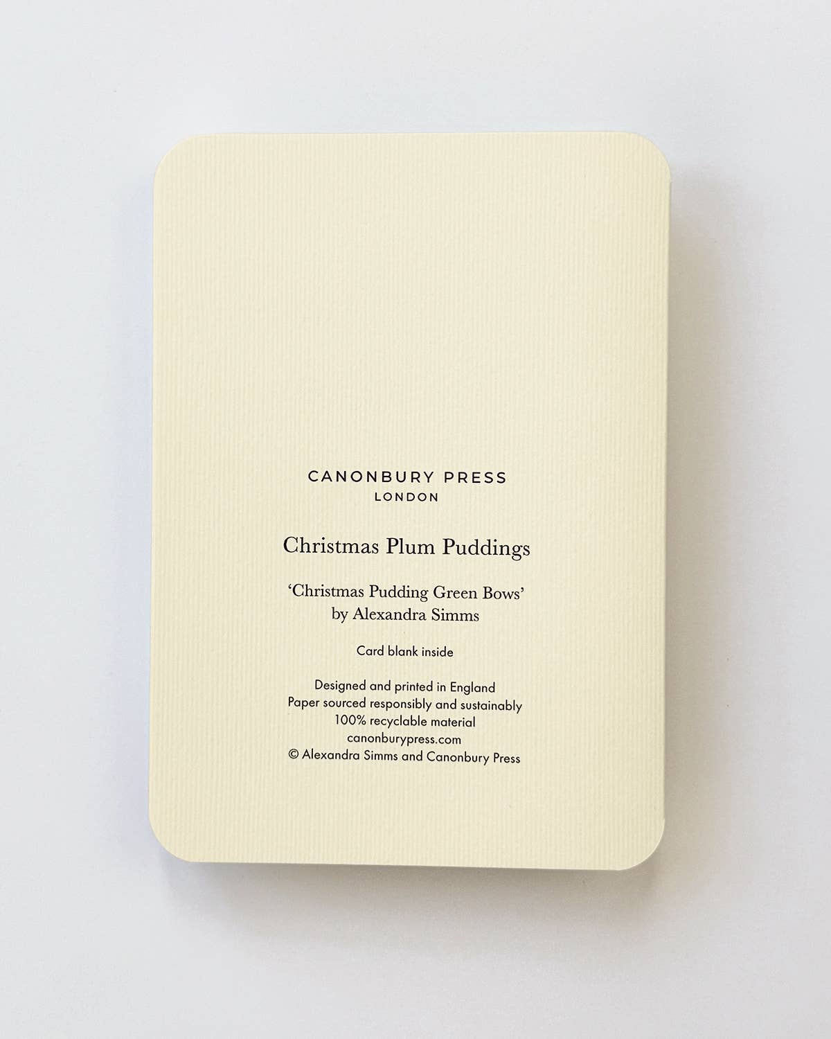 Christmas Plum Pudding Green Bows Greeting Card | Luxury