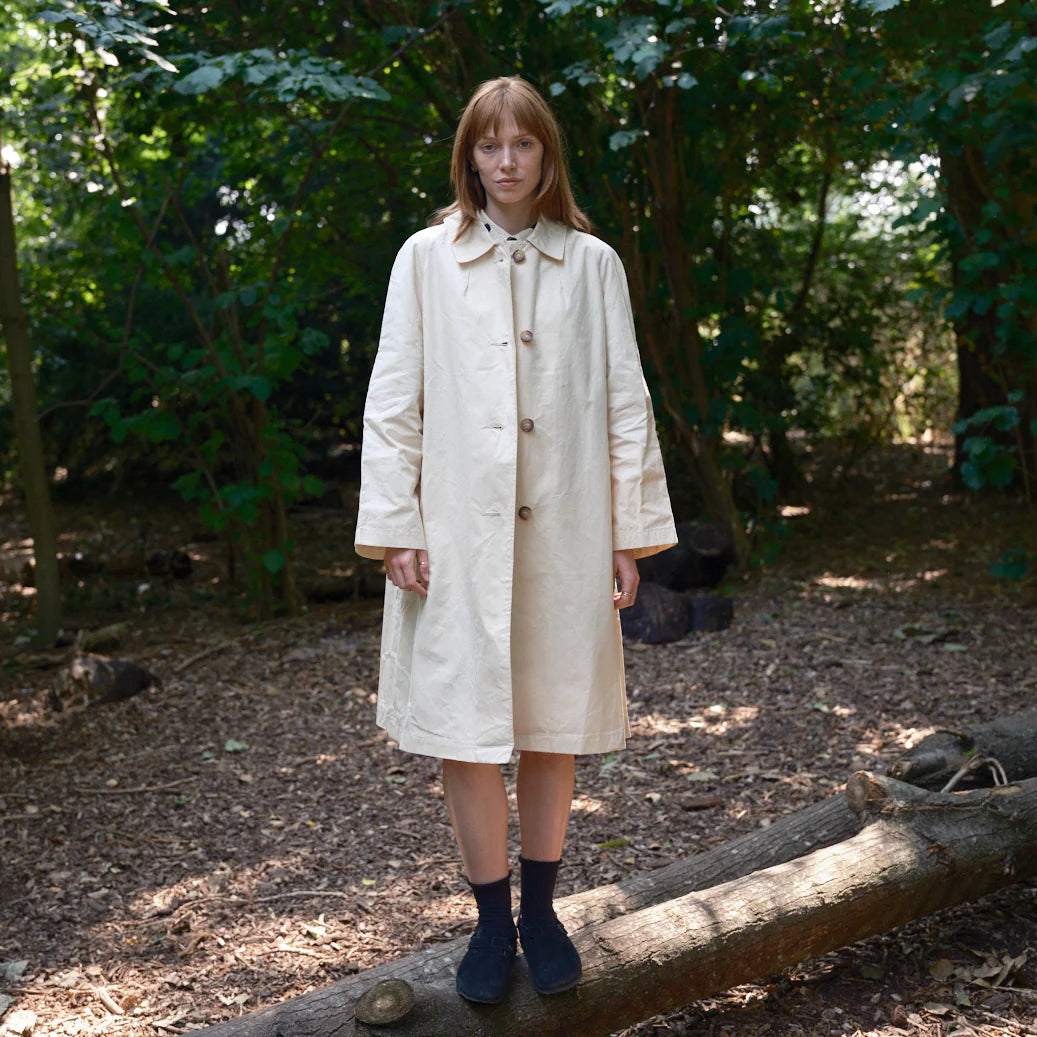 Oversized Waxed Louis Coat - Ecru