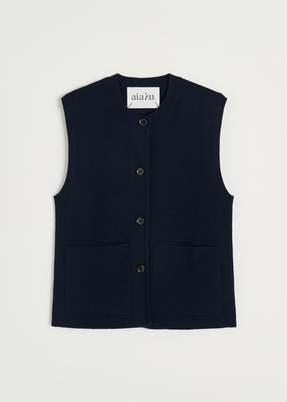 Elva Gilet- 100% Merino Wool / Navy