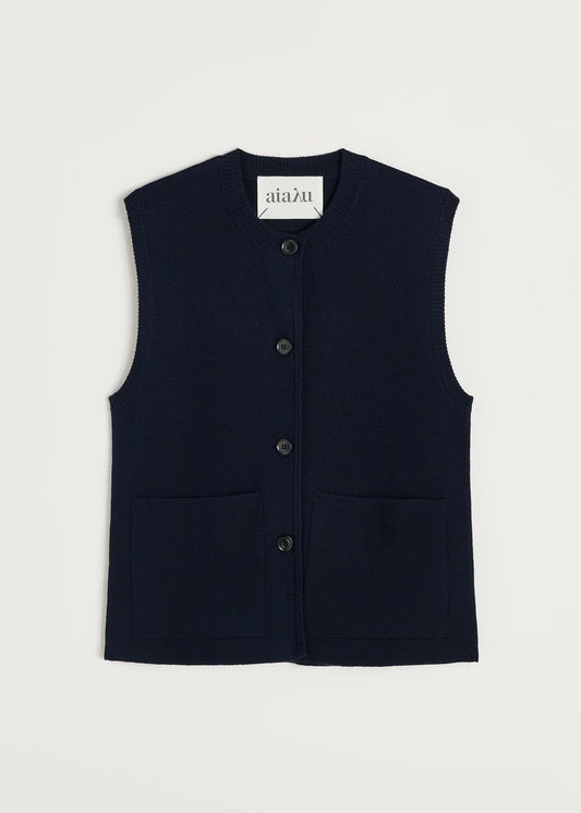 Elva Gilet- 100% Merino Wool / Navy