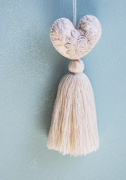 Embroidered Mexican Heart Tassel