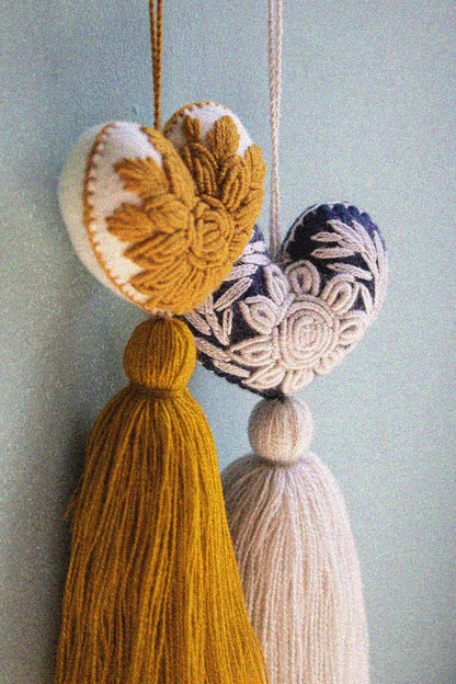 Embroidered Mexican Heart Tassel