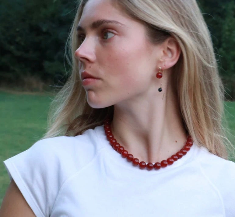 Beaded Necklace - Faro Red Jade
