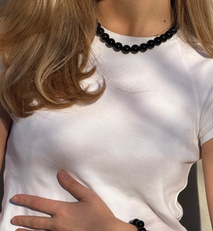 Beaded Necklace - Faro Black Onyx