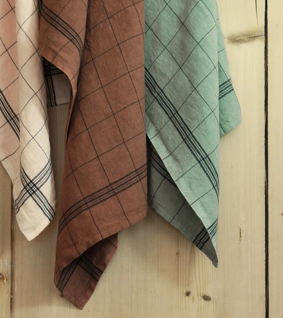 Charvet 100% Linen Tea Towel - Check