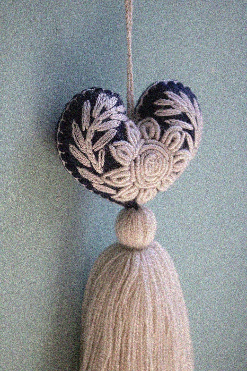 Embroidered Mexican Heart Tassel