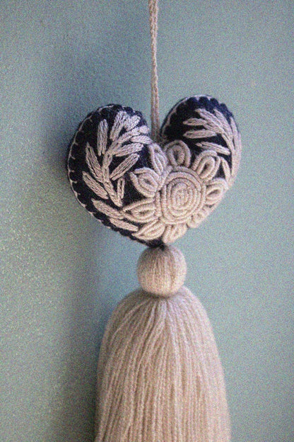 Embroidered Mexican Heart Tassel