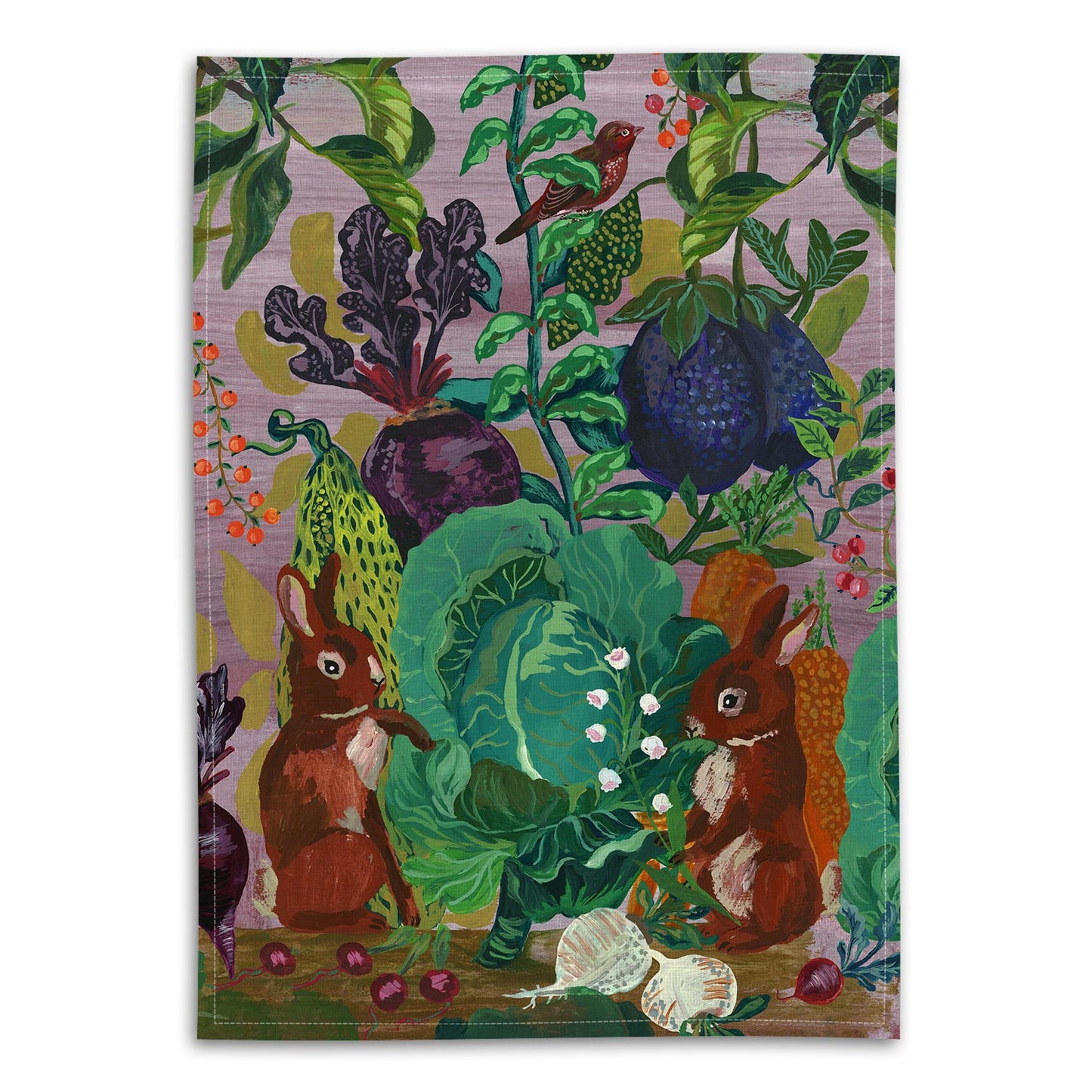 AVENIDA DECORATIVE TEA TOWELS - RABBITS IN CABBAGE PATCH