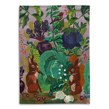AVENIDA DECORATIVE TEA TOWELS - RABBITS IN CABBAGE PATCH