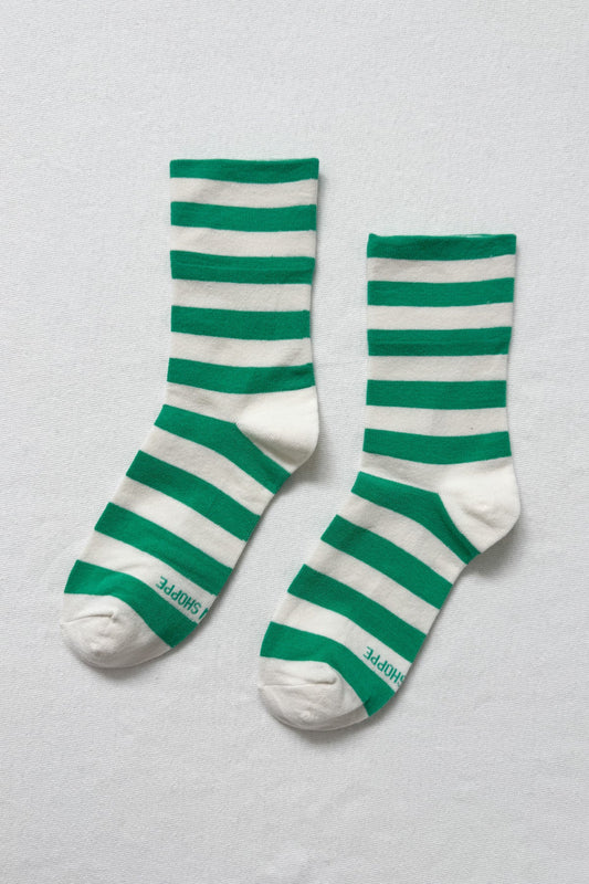 Wally Sock - Cream / Spring Green
