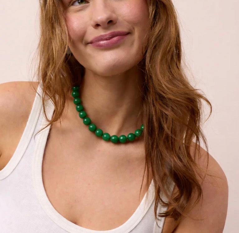 Beaded Necklace - Faro Green Jade