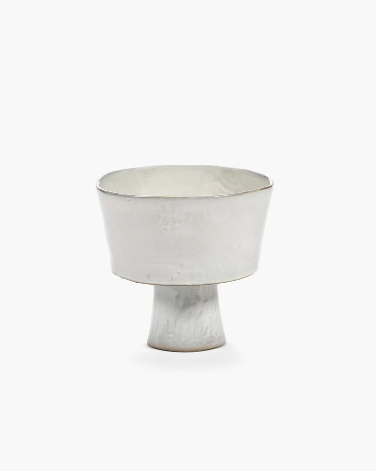 High Bowl on Stand - White