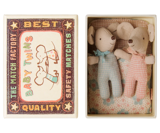 Baby Mice Twins in Matchbox - Checker