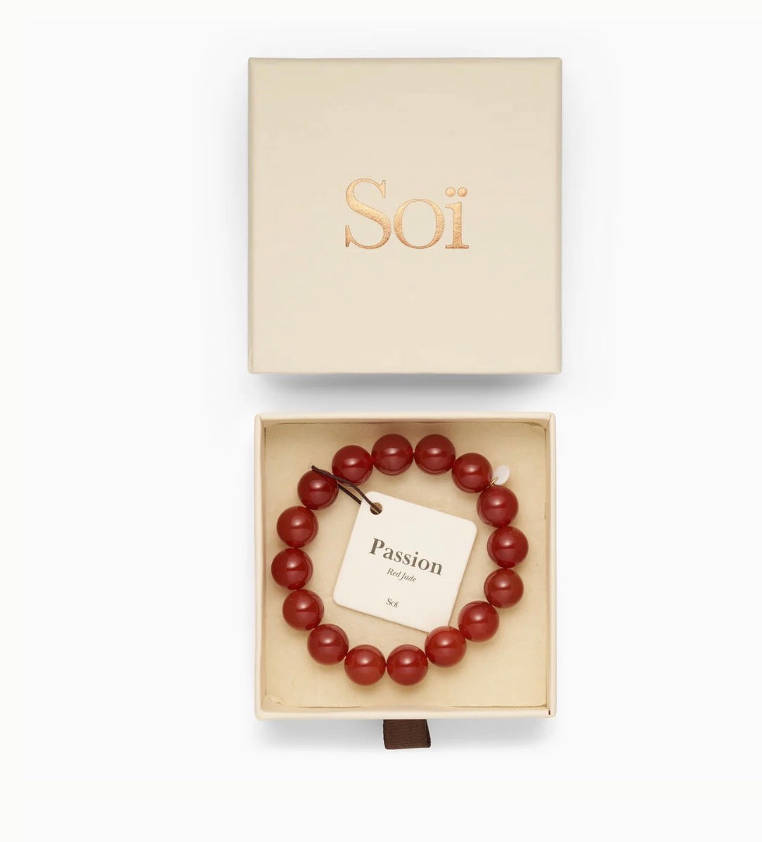 Chunky Beaded Bracelet - Red Jade
